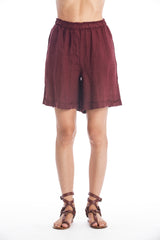 Long Creta linen shorts
