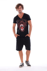 Wild Beast - Vneck - Tshirt - Colour Black and Short Pants - Colour Black 1