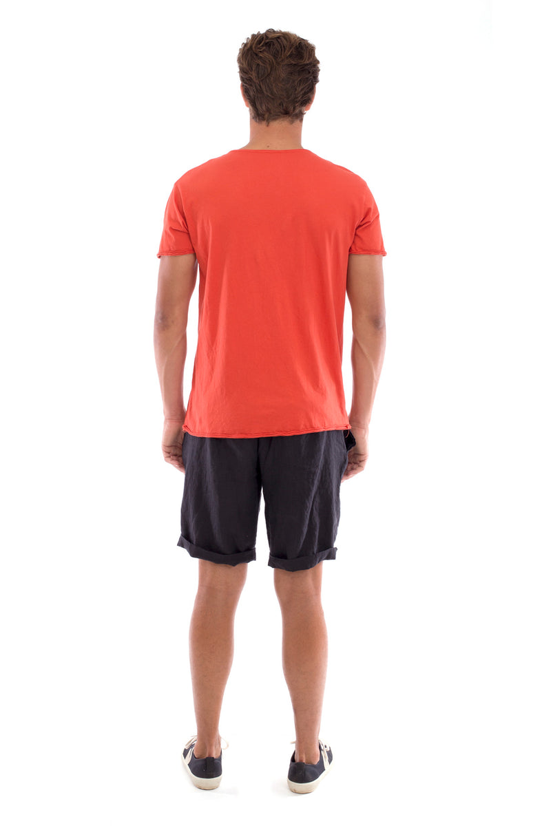 Eco rebel - Round Neck - Cut Off - Tshirt - Colour Terracotta and Capri shorts - Colour Black -4