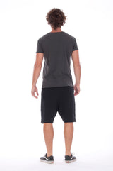 Gold Raven - Round Neck - Cut Off - Tshirt - Colour Anthracite and Short Pants- Colour Black 4