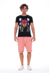 Live your life - Round Neck - Cut Off - Tshirt - Colour Black and Raven Shorts - Colour Clay 1