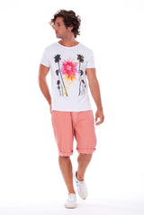 Live your life - Round Neck - Cut Off - Tshirt - Colour White and Raven Shorts - Colour Clay 1