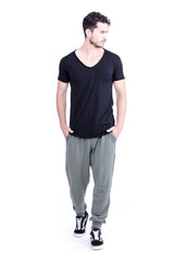 V Neck - Tshirt - Cut Off . Colour Black - basic - Ravens View - 1