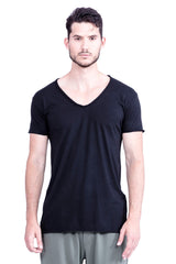 V Neck - Tshirt - Cut Off . Colour Black - basic - Ravens View - 2