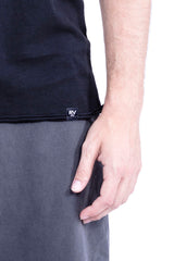 V Neck - Tshirt - Cut Off . Colour Black - basic - Ravens View - 3