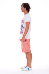 Shark - V Neck - Cut Off - Tshirt - Colour White and Raven Shorts - Colour Clay 3