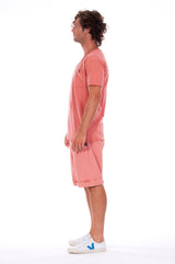 V neck - Tshirt - Cut Off - with pocket - Colour Clay and Raven shorts - Colour Clay -3