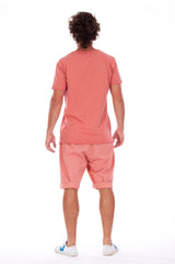 V neck - Tshirt - Cut Off - with pocket - Colour Clay and Raven shorts - Colour Clay -4