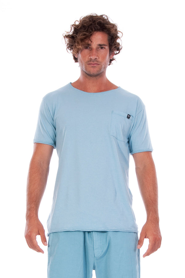 Round Neck - Tshirt - Cut Off - with pocket - Colour Blue and Raven shorts - Colour Blue -2