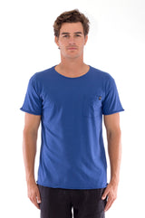 Round Neck - Cut Off - Tshirt - With Pocket - Colour Blue and Capri shorts - Colour Black -2