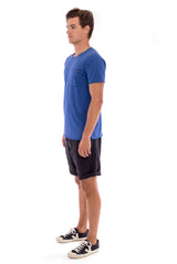 Round Neck - Cut Off - Tshirt - With Pocket - Colour Blue and Capri shorts - Colour Black -3