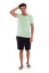 Round Neck - Cut Off - Tshirt - With Pocket - Colour Mint and Capri shorts - Colour Black -1