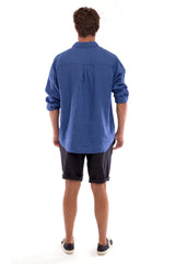 Lennon - Linen Shirt - Colour Blue and Capri Shorts - Colour Black 4