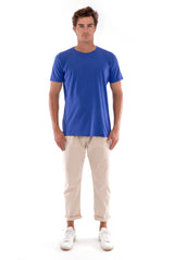 Azur basic tee - Round Neck - Tshirt - Colour Blue and Monaco Pants - Colour Sand 1