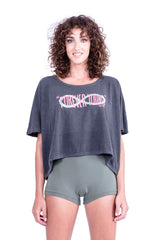 Riviera Shorts - Extra Short Mini - Rv by Elisa F - Colour Khaki and square Top forever young - Colour Antracite