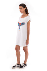 Raven - Loose Fit - Boat Neck - Dress - Colour White - 3