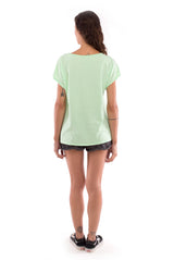 Climate will tear us apart - V Neck - Loose Fit - Top - Colour Mint and sunset mini shorts - Colour Anthracite -4