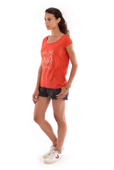 Girls just wanna - Round Neck - Cut Off - Top -Colour Terracotta and sunset mini shorts anthracite 3