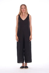 Menorca Mono - Linen- Wide Leg Jumpsuit - RV by Elisa F - Colour Black 1