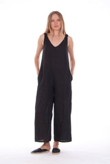 Menorca Mono - Linen- Wide Leg Jumpsuit - RV by Elisa F - Colour Black 4