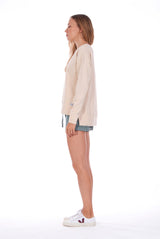 Mia - Sweatshirt - Colour Sand and Sunset Mini Shorts - Colour Green 3