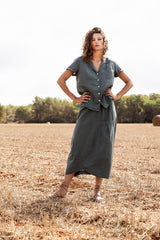 SPRING POCKET LINEN SKIRT