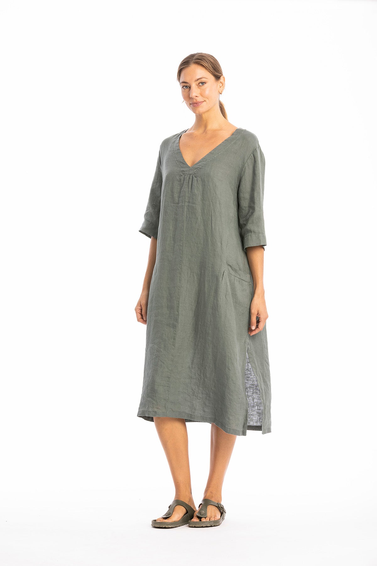loose linen dress with pockets ISOLA LINEN DRESS – Ravens View Ibiza