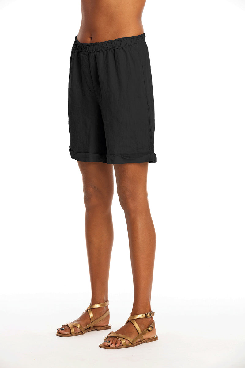 Long Creta linen shorts