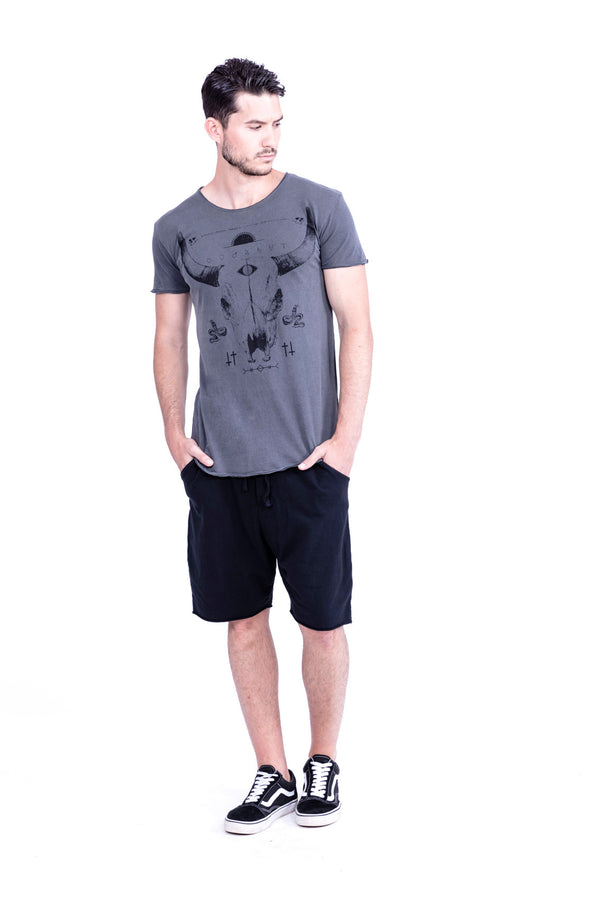 Buffalo Tee - Round Neck - Cut Off - Tshirt - Colour Antracite - 1
