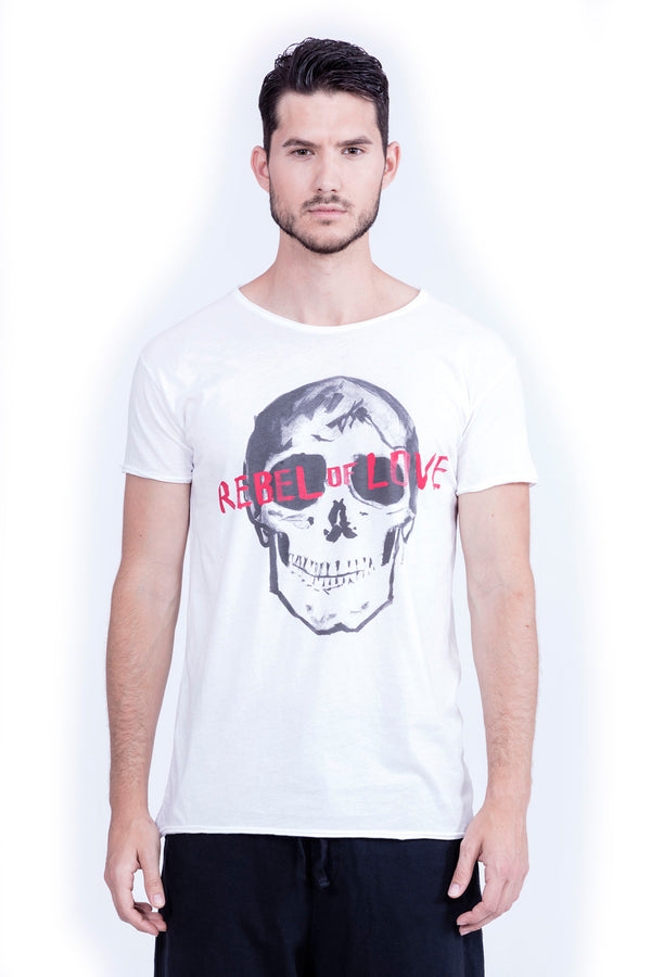 Rebel of Love - Round Neck - Cut Off - Tshirt - Colour White - 2