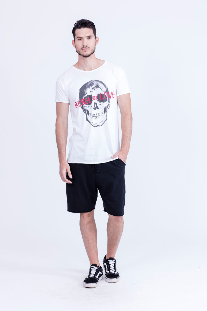 Rebel of Love - Round Neck - Cut Off - Tshirt - Colour White - 3