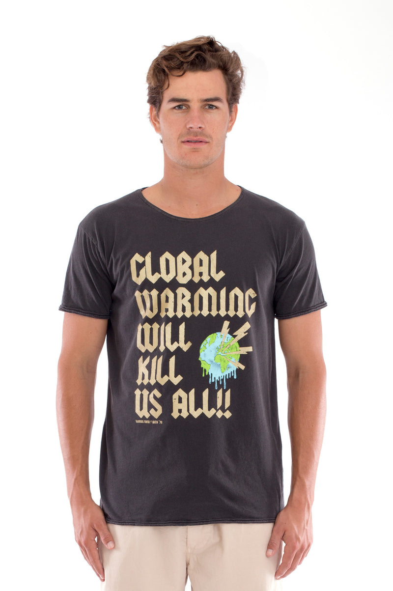Global warming will kill… - Round Neck - Cut Off - Tshirt - Colour Anthracite and Raven shorts - Colour Sand -2