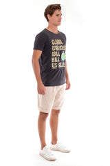 Global warming will kill… - Round Neck - Cut Off - Tshirt - Colour Anthracite and Raven shorts - Colour Sand -3