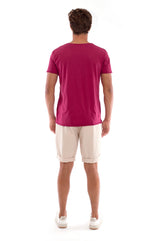 Global warming will kill… - Round Neck - Cut Off - Tshirt - Colour Garnet and Raven shorts - Colour Sand -4