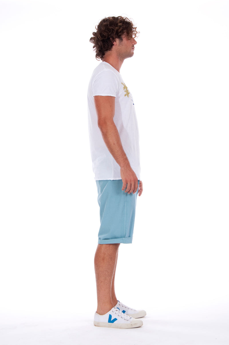 Island Soul - Round Neck - Cut Off - Tshirt - Colour White and Raven Shorts - Colour Blue 3