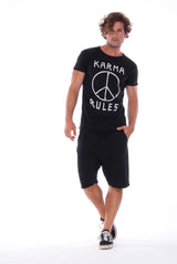 Karma Rules - Round Neck - Cut Off - Tshirt - Colour Black and Short Pants - Colour Black 1