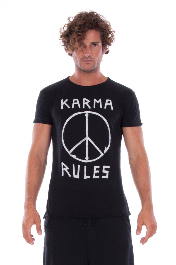 Karma Rules - Round Neck - Cut Off - Tshirt - Colour Black and Short Pants - Colour Black 2