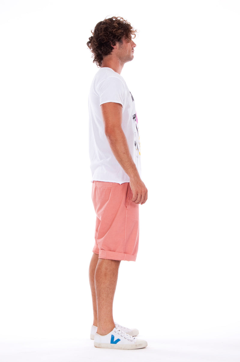Live your life - Round Neck - Cut Off - Tshirt - Colour White and Raven Shorts - Colour Clay 3