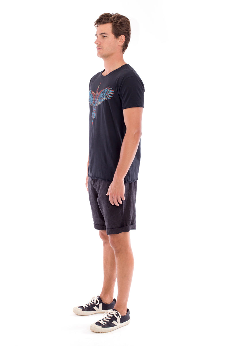 Raven - Round Neck - Cut Off - Tshirt- Colour White and Capri shorts - Colour Blue -7