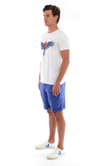 Raven - Round Neck - Cut Off - Tshirt- Colour White and Capri shorts - Colour Blue -3