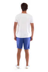Raven - Round Neck - Cut Off - Tshirt- Colour White and Capri shorts - Colour Blue -4