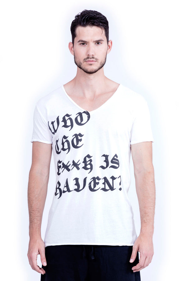 Who the f**k is Raven? - V Neck - Cut Off - Tshirt - Colour White - 2