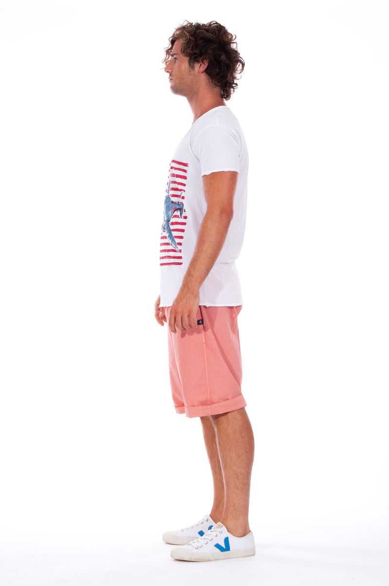 Shark - V Neck - Cut Off - Tshirt - Colour White and Raven Shorts - Colour Clay 3