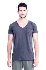 V neck - Tshirt - Cut Off - with pocket - Colour Antracite - Ravens View -2