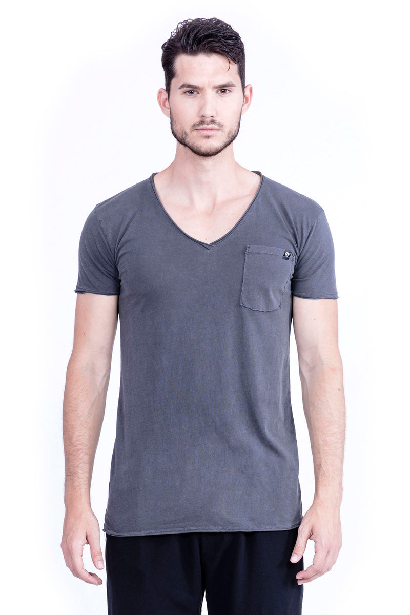 Raven - Raven - V Neck - Tshirt - Cut Off - with pocket - Colour Antracite 2