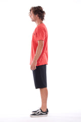 V neck - Tshirt - Cut Off - with pocket - Colour Red and Short Pants - Colour Black -3