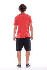V neck - Tshirt - Cut Off - with pocket - Colour Red and Short Pants - Colour Black -4