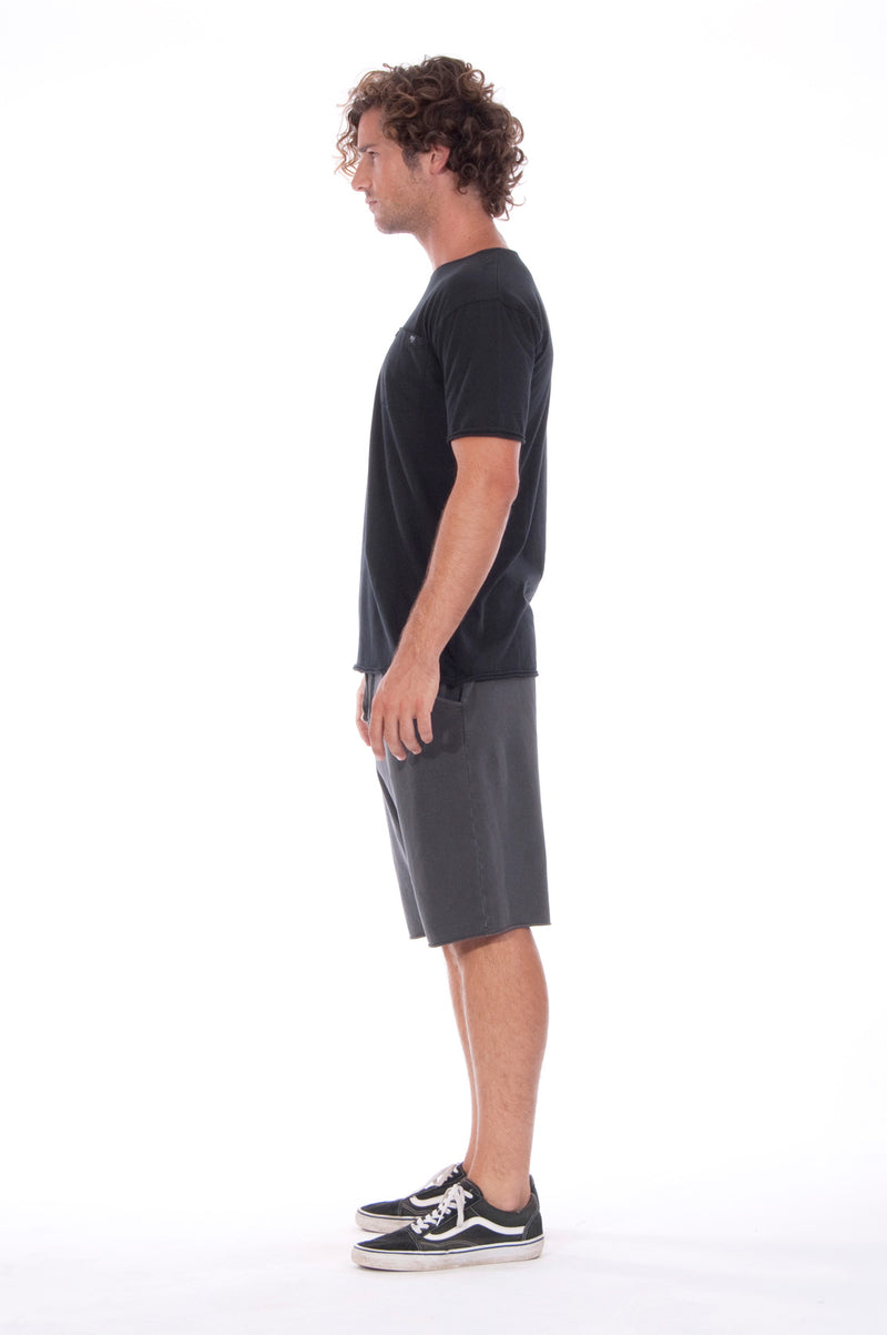 Round Neck - Tshirt - Cut Off - with pocket - Colour Black and Short Pants - Colour Anthracite -3
