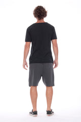 Round Neck - Tshirt - Cut Off - with pocket - Colour Black and Short Pants - Colour Anthracite -4