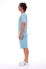 Round Neck - Tshirt - Cut Off - with pocket - Colour Blue and Raven shorts - Colour Blue -3